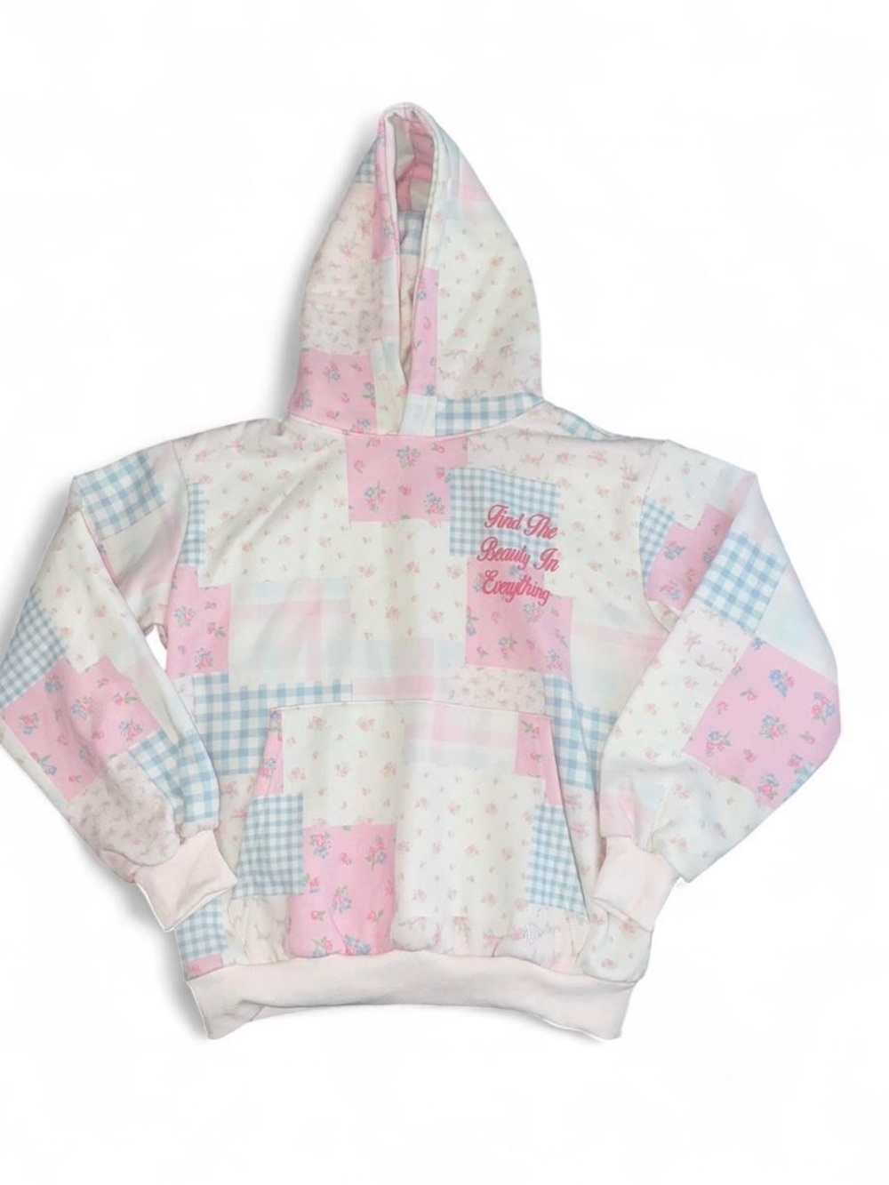 Altard State Ivory Pink patchwork find the beauty in everything hoodie XS New